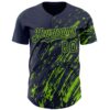 Custom Navy Neon Green Paint Stroke Grunge Streak Authentic Baseball Jersey