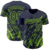 Custom Navy Neon Green Paint Stroke Grunge Streak Authentic Baseball Jersey