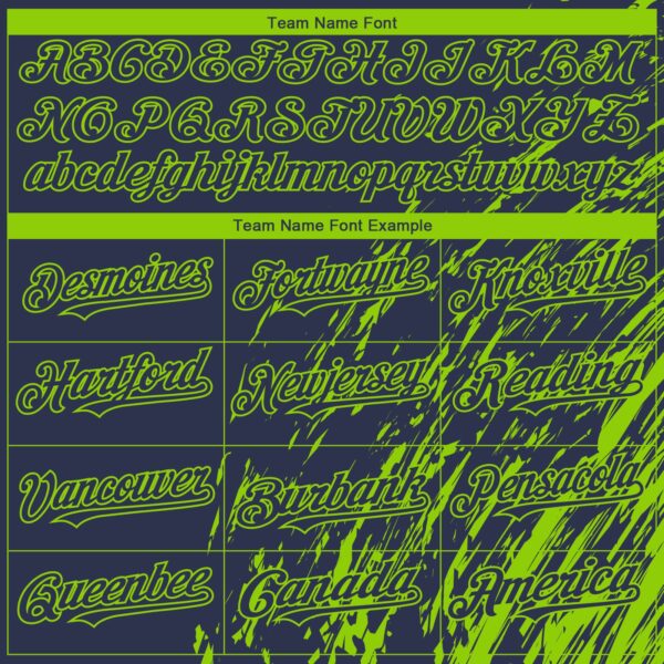 Custom Navy Neon Green Paint Stroke Grunge Streak Authentic Baseball Jersey