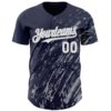 Custom Navy White-Gray Paint Stroke Grunge Streak Authentic Baseball Jersey