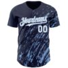 Custom Navy White-Light Blue Paint Stroke Grunge Streak Authentic Baseball Jersey