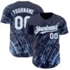 Custom Navy White-Light Blue Paint Stroke Grunge Streak Authentic Baseball Jersey