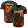 Custom Green Orange-White Paint Stroke Grunge Streak Authentic Baseball Jersey