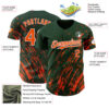 Custom Green Orange-White Paint Stroke Grunge Streak Authentic Baseball Jersey