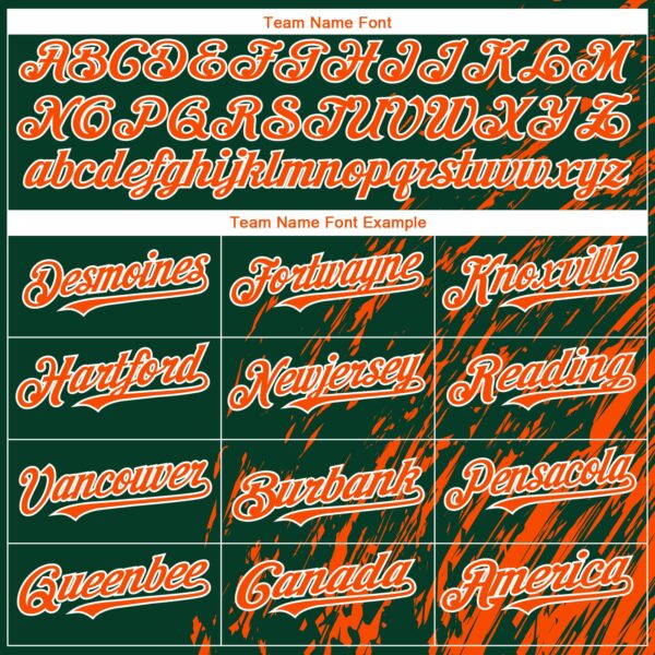 Custom Green Orange-White Paint Stroke Grunge Streak Authentic Baseball Jersey