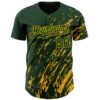 Custom Green Gold Paint Stroke Grunge Streak Authentic Baseball Jersey