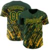 Custom Green Gold Paint Stroke Grunge Streak Authentic Baseball Jersey