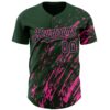 Custom Green Pink Paint Stroke Grunge Streak Authentic Baseball Jersey