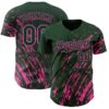 Custom Green Pink Paint Stroke Grunge Streak Authentic Baseball Jersey