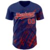 Custom Royal Red-White Paint Stroke Grunge Streak Authentic Baseball Jersey