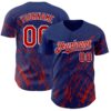Custom Royal Red-White Paint Stroke Grunge Streak Authentic Baseball Jersey