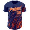 Custom Royal Orange-White Paint Stroke Grunge Streak Authentic Baseball Jersey
