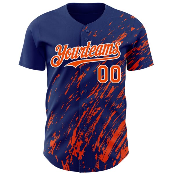 Custom Royal Orange-White Paint Stroke Grunge Streak Authentic Baseball Jersey