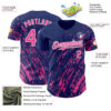Custom Royal Pink-White Paint Stroke Grunge Streak Authentic Baseball Jersey