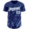 Custom Royal White-Light Blue Paint Stroke Grunge Streak Authentic Baseball Jersey