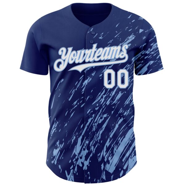 Custom Royal White-Light Blue Paint Stroke Grunge Streak Authentic Baseball Jersey