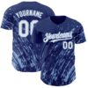Custom Royal White-Light Blue Paint Stroke Grunge Streak Authentic Baseball Jersey