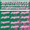 Custom Kelly Green White-Pink Paint Stroke Grunge Streak Authentic Baseball Jersey