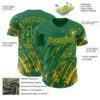 Custom Kelly Green Gold Paint Stroke Grunge Streak Authentic Baseball Jersey