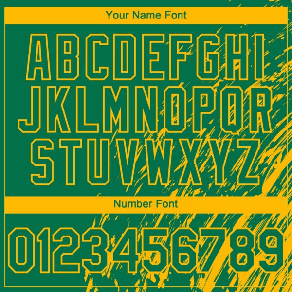 Custom Kelly Green Gold Paint Stroke Grunge Streak Authentic Baseball Jersey