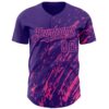 Custom Purple Pink Paint Stroke Grunge Streak Authentic Baseball Jersey