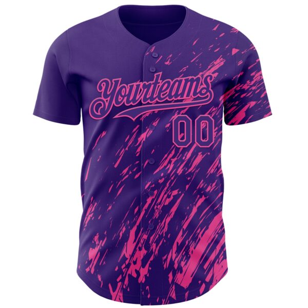 Custom Purple Pink Paint Stroke Grunge Streak Authentic Baseball Jersey