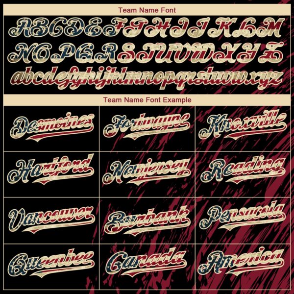 Custom Black Vintage USA Flag Crimson-Cream Paint Stroke Grunge Streak Authentic Baseball Jersey