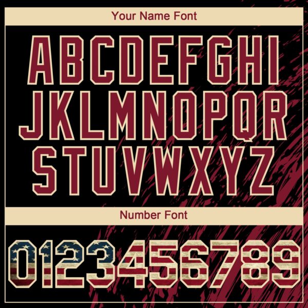 Custom Black Vintage USA Flag Crimson-Cream Paint Stroke Grunge Streak Authentic Baseball Jersey