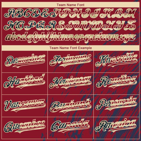 Custom Crimson Vintage USA Flag Navy-Cream Paint Stroke Grunge Streak Authentic Baseball Jersey