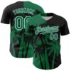 Custom Black Kelly Green-White Hawaii Palm Trees Tropical Coconut Authentic Baseball Jersey