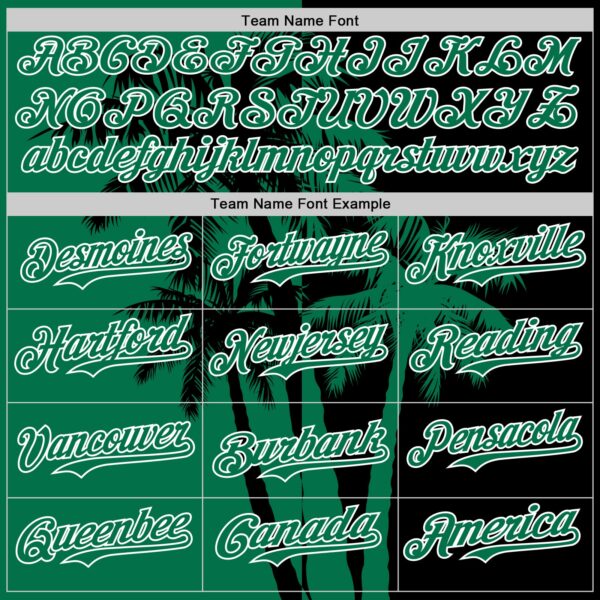 Custom Black Kelly Green-White Hawaii Palm Trees Tropical Coconut Authentic Baseball Jersey