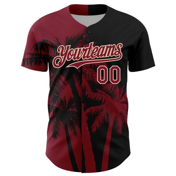 Custom Black Crimson-City Cream Hawaii Palm Trees Tropical Coconut Authentic Baseball Jersey