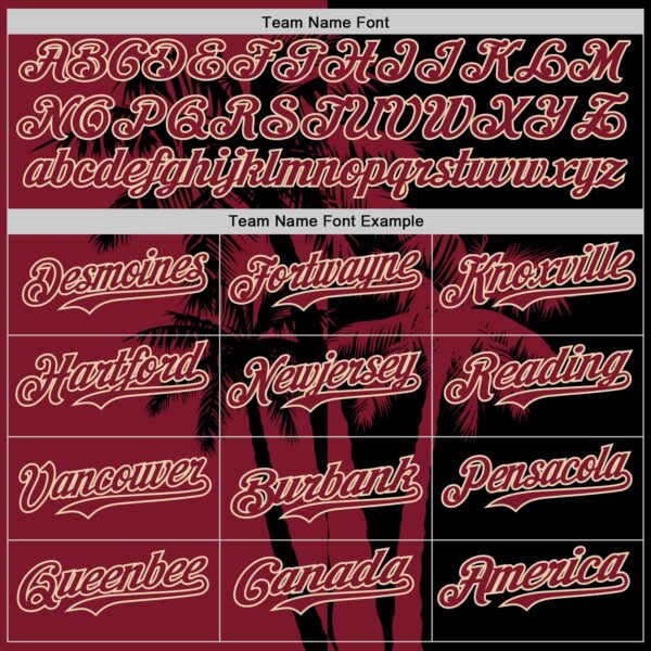 Custom Black Crimson-City Cream Hawaii Palm Trees Tropical Coconut Authentic Baseball Jersey