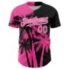 Custom Black Pink-White Hawaii Palm Trees Tropical Coconut Authentic Baseball Jersey