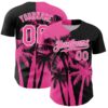 Custom Black Pink-White Hawaii Palm Trees Tropical Coconut Authentic Baseball Jersey