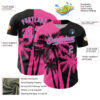 Custom Black Pink-Light Blue Hawaii Palm Trees Tropical Coconut Authentic Baseball Jersey