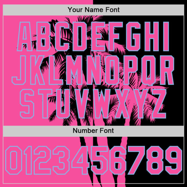 Custom Black Pink-Light Blue Hawaii Palm Trees Tropical Coconut Authentic Baseball Jersey