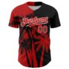 Custom Black Red-White Hawaii Palm Trees Tropical Coconut Authentic Baseball Jersey