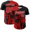 Custom Black Red-White Hawaii Palm Trees Tropical Coconut Authentic Baseball Jersey