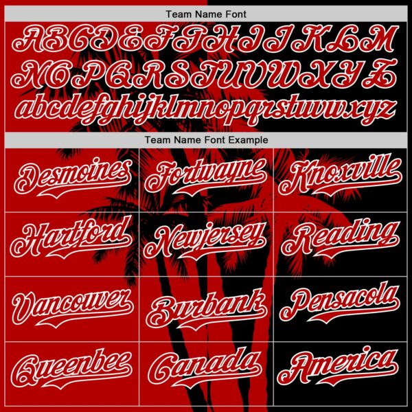 Custom Black Red-White Hawaii Palm Trees Tropical Coconut Authentic Baseball Jersey