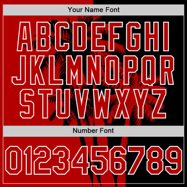 Custom Black Red-White Hawaii Palm Trees Tropical Coconut Authentic Baseball Jersey