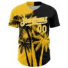 Custom Black Yellow-White Hawaii Palm Trees Tropical Coconut Authentic Baseball Jersey