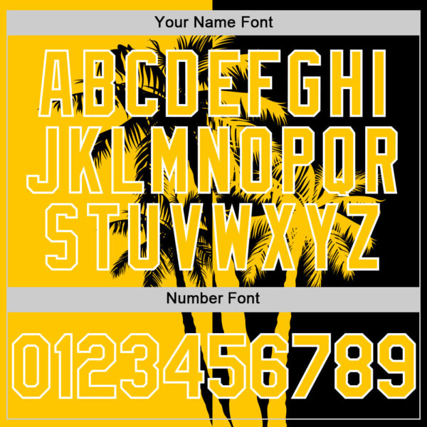 Custom Black Yellow-White Hawaii Palm Trees Tropical Coconut Authentic Baseball Jersey