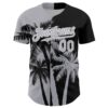 Custom Black Gray-White Hawaii Palm Trees Tropical Coconut Authentic Baseball Jersey