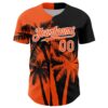 Custom Black Orange-White Hawaii Palm Trees Tropical Coconut Authentic Baseball Jersey