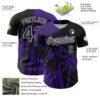 Custom Black Purple-White Hawaii Palm Trees Tropical Coconut Authentic Baseball Jersey