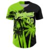 Custom Black Neon Green-White Hawaii Palm Trees Tropical Coconut Authentic Baseball Jersey