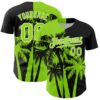 Custom Black Neon Green-White Hawaii Palm Trees Tropical Coconut Authentic Baseball Jersey