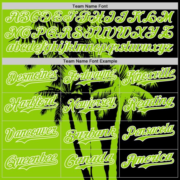 Custom Black Neon Green-White Hawaii Palm Trees Tropical Coconut Authentic Baseball Jersey