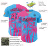 Custom Sky Blue Pink-Black Hawaii Palm Trees Tropical Coconut Authentic Baseball Jersey